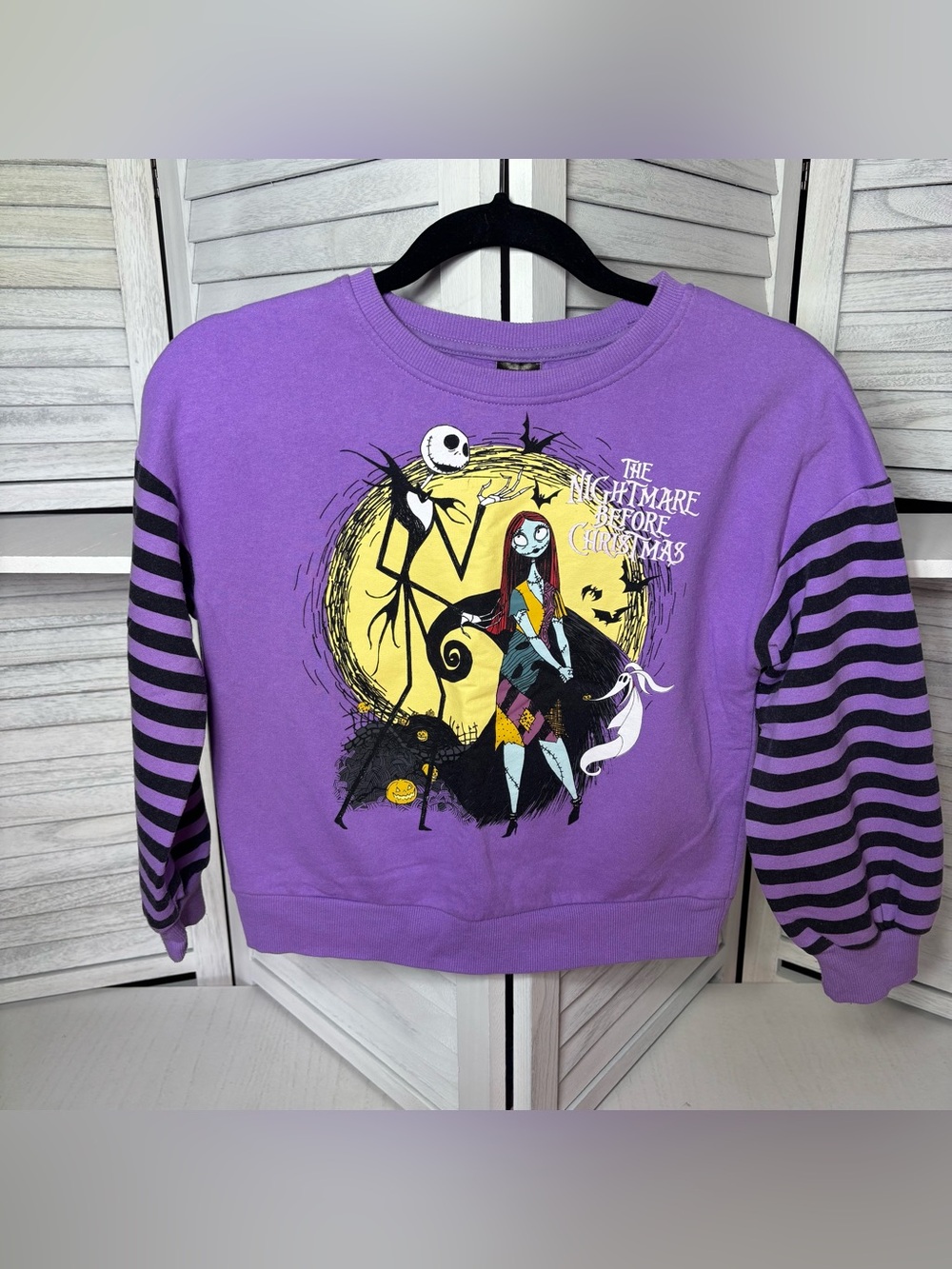 Disney Nightmare Before Christmas Jack & Sally Sweatshirt Girls M 7/8